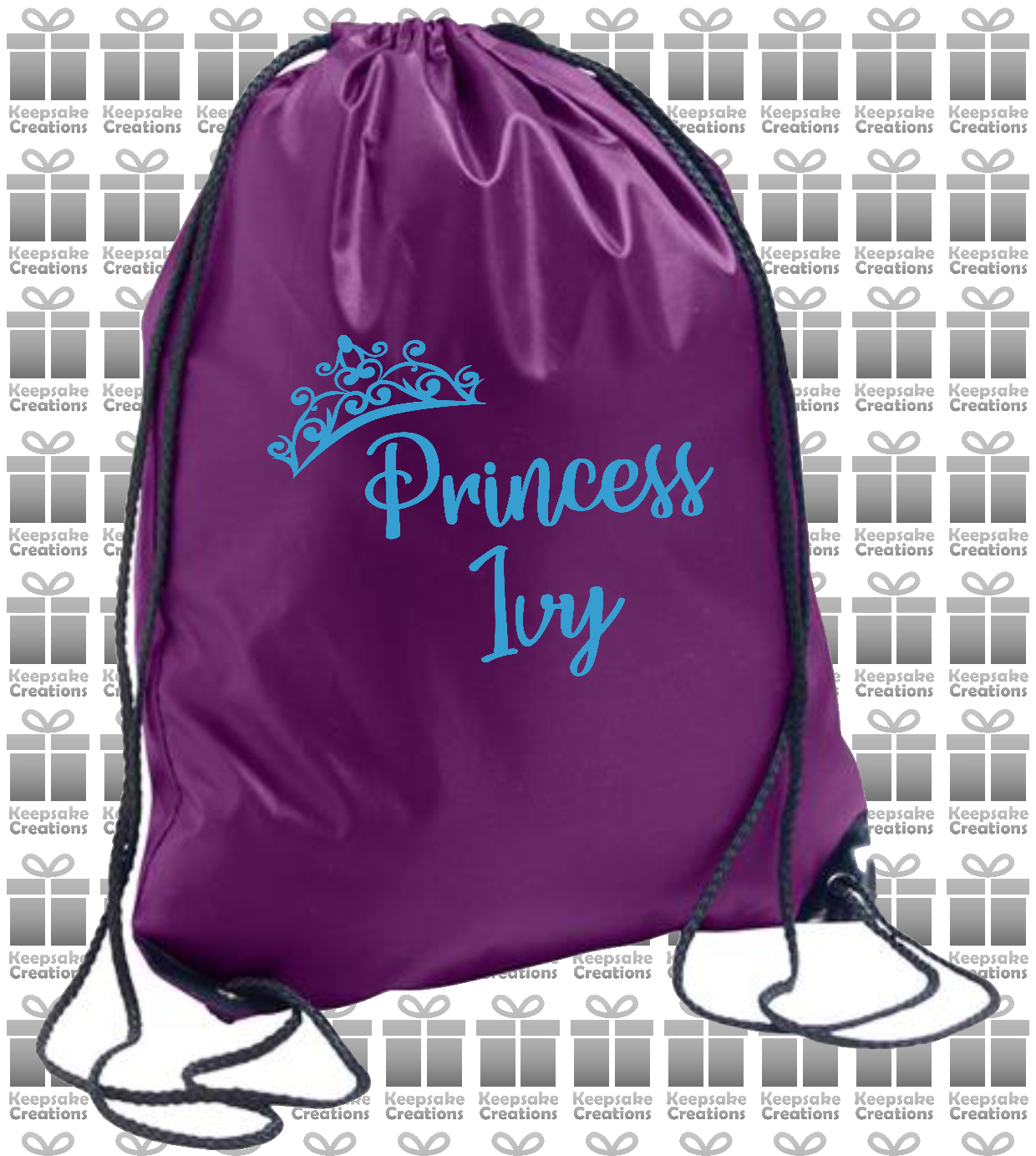 Personalised Princess Crown Design Drawstring Gym Bag