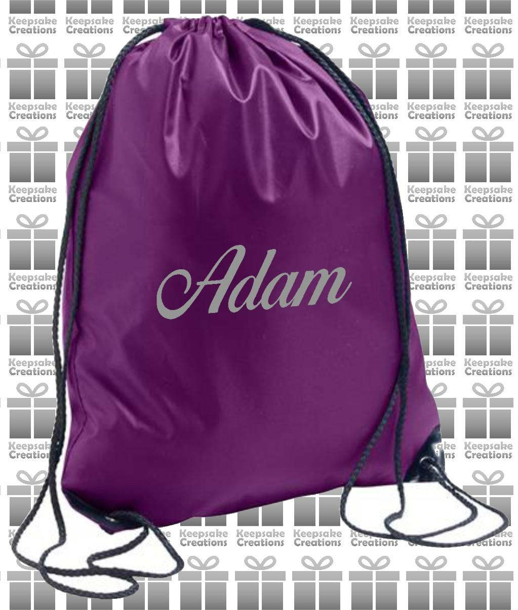 Personalised CURLY Design Drawstring Gym Bag