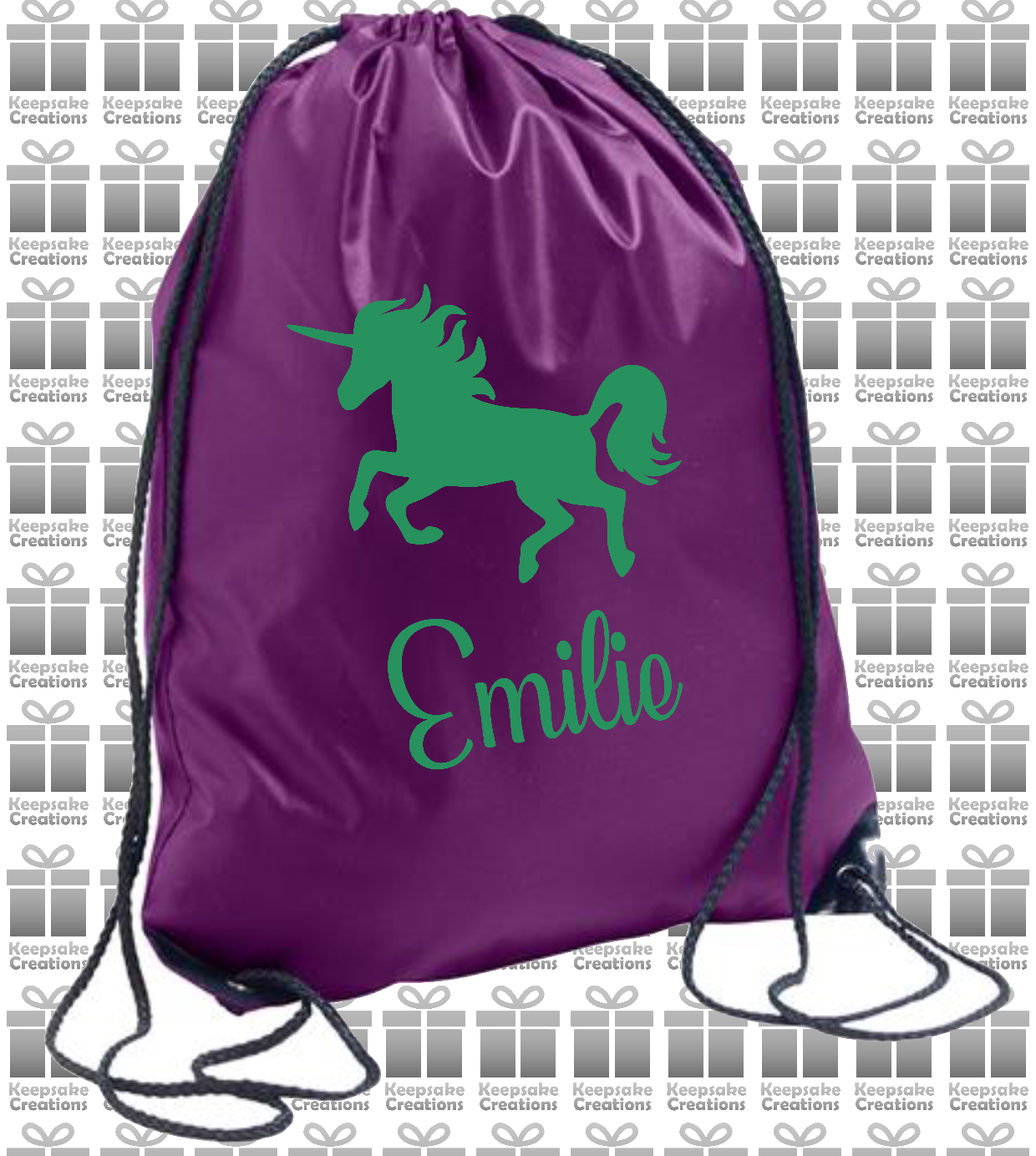 Personalised Unicorn Design Drawstring Gym Bag