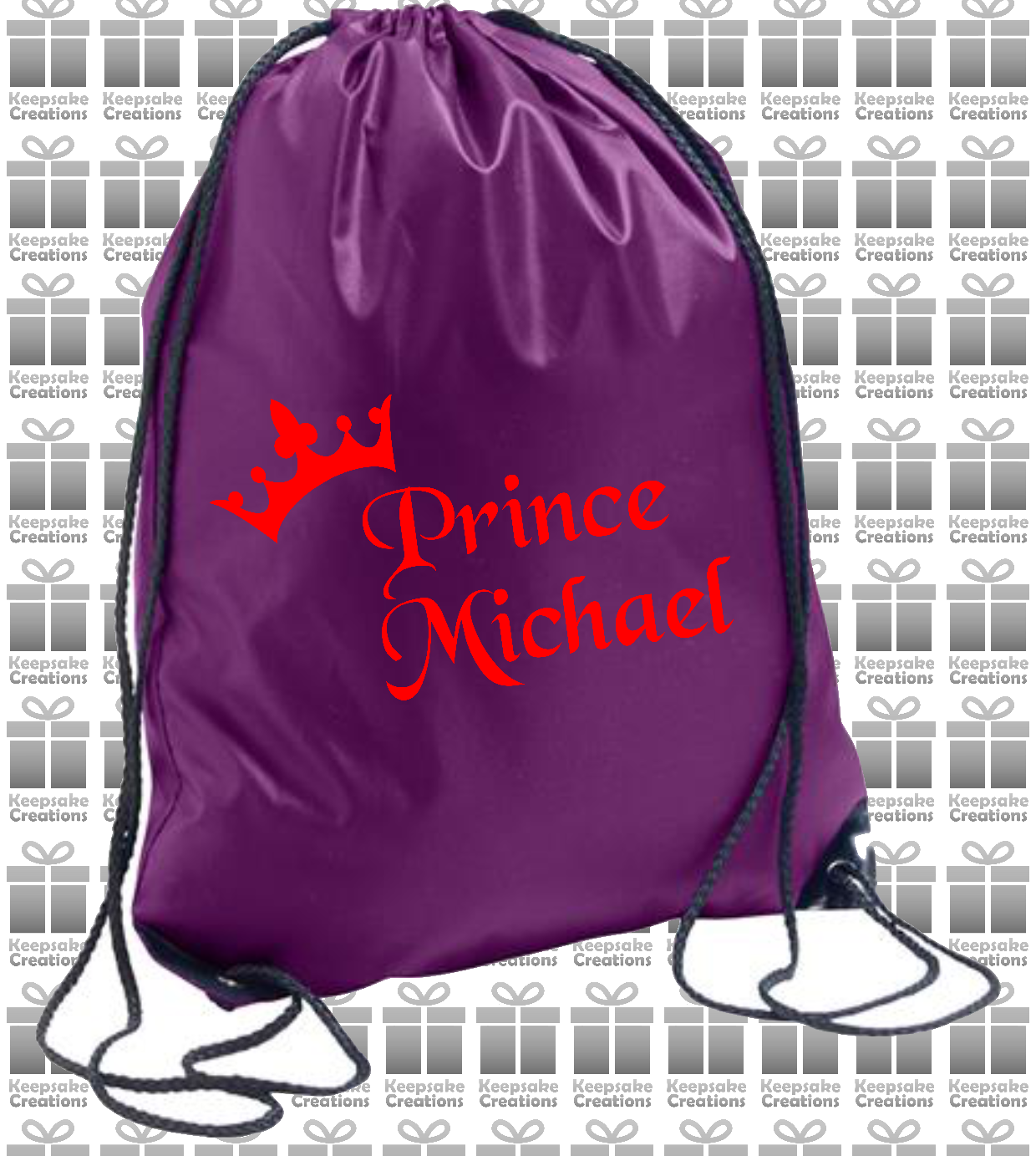 Personalised Prince Crown Design Drawstring Gym Bag