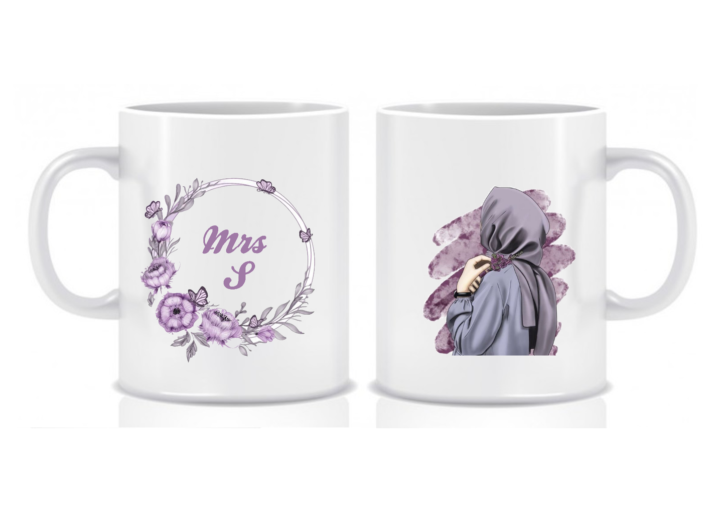 Hijabi Mug, Purple Floral Wreath Design, Thank You Teacher Gift