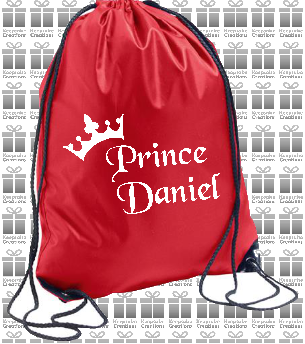 Personalised Prince Crown Design Drawstring Gym Bag