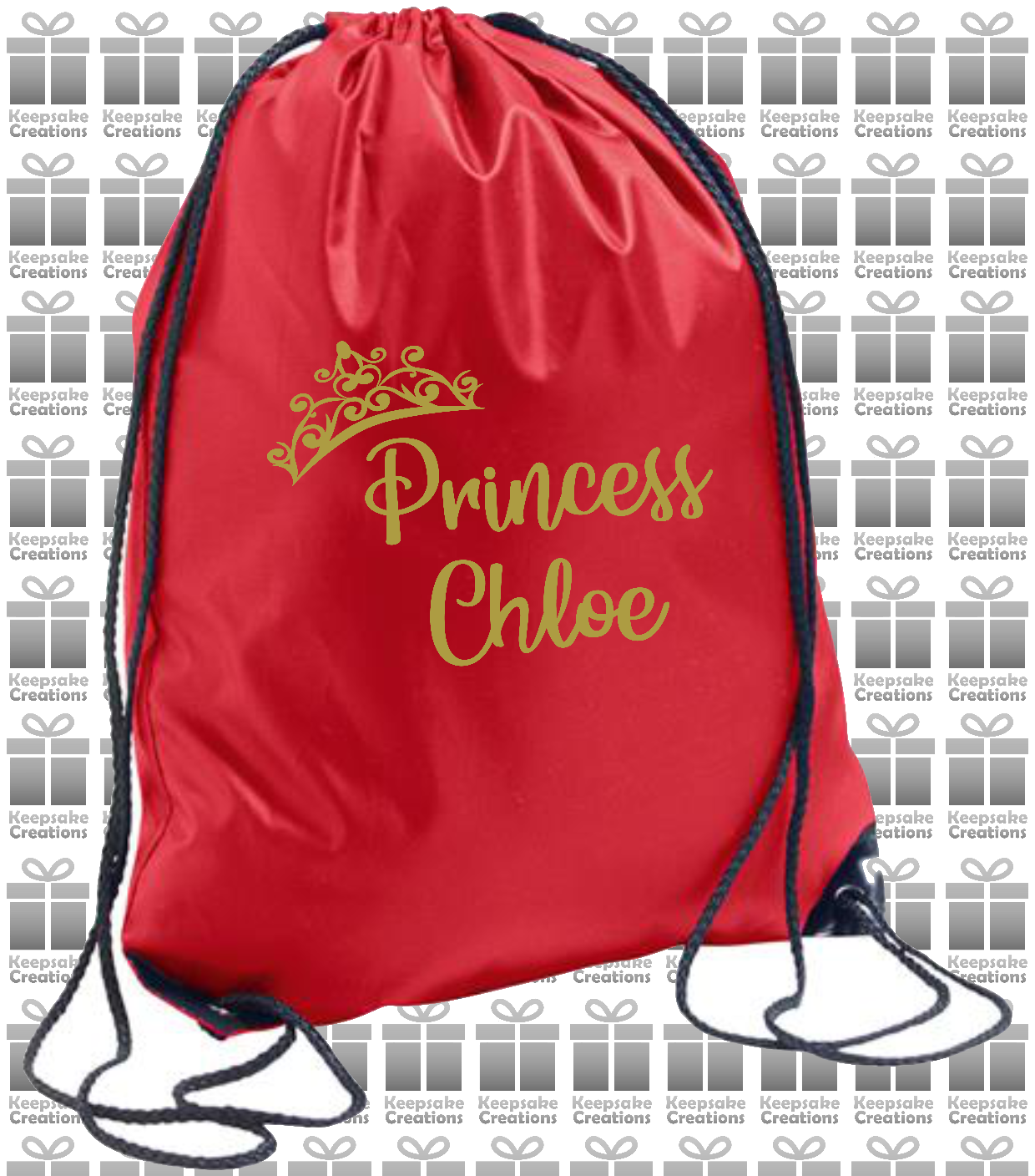 Personalised Princess Crown Design Drawstring Gym Bag