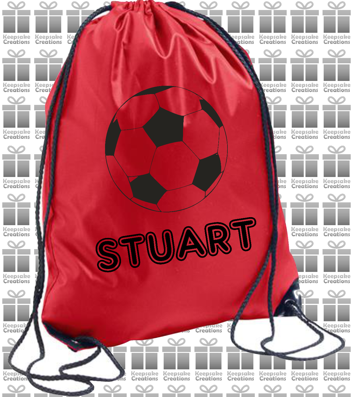 Personalised Football Design Drawstring Gym Bag