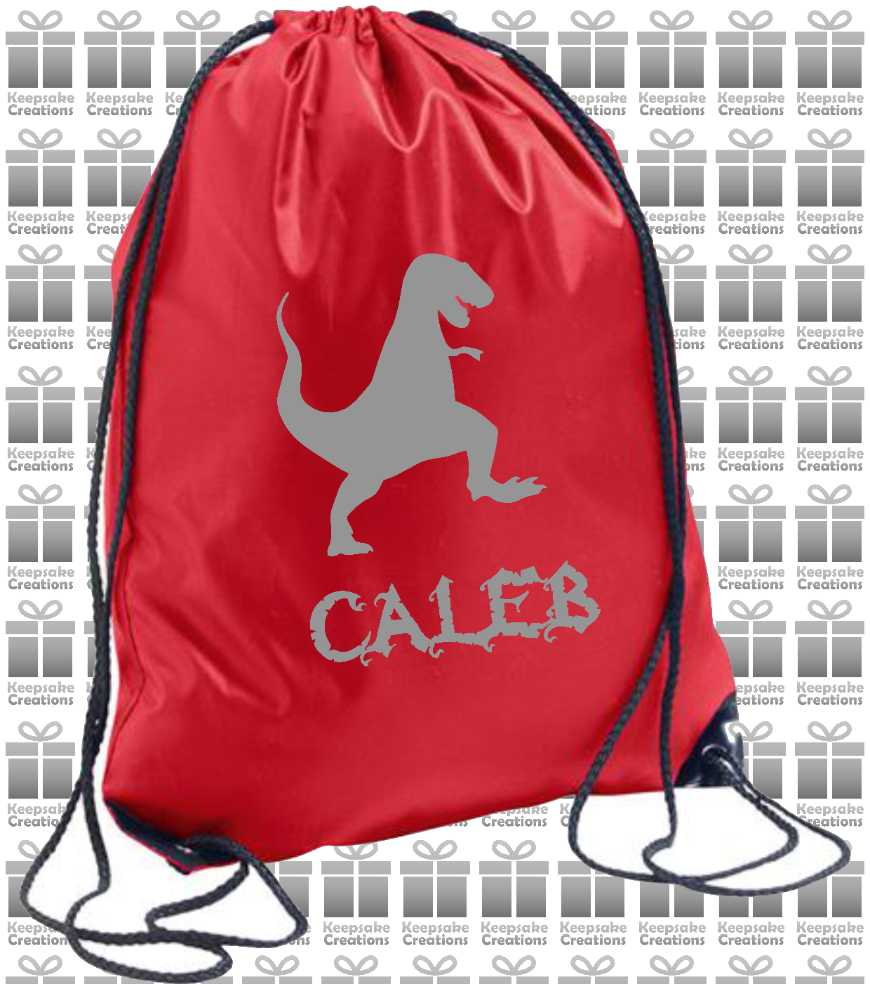 Personalised Dinosaur Design Drawstring Gym Bag