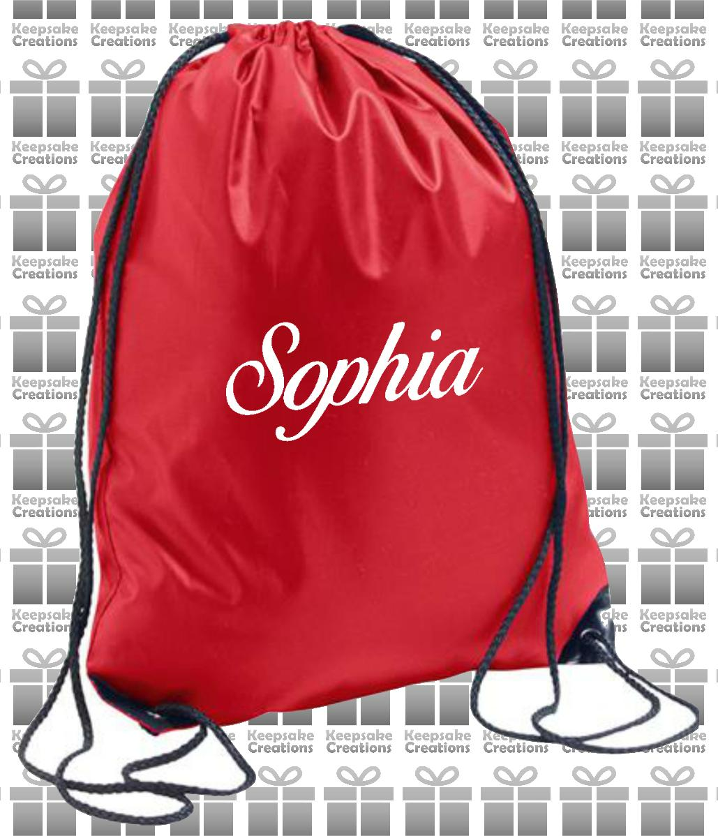 Personalised CURLY Design Drawstring Gym Bag