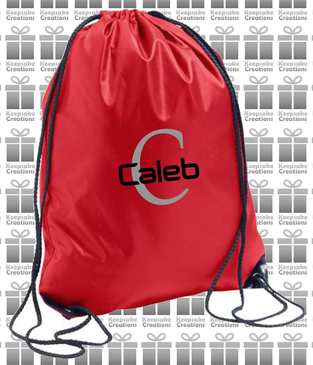 Personalised Monogram STANDARD Design Drawstring Gym Bag