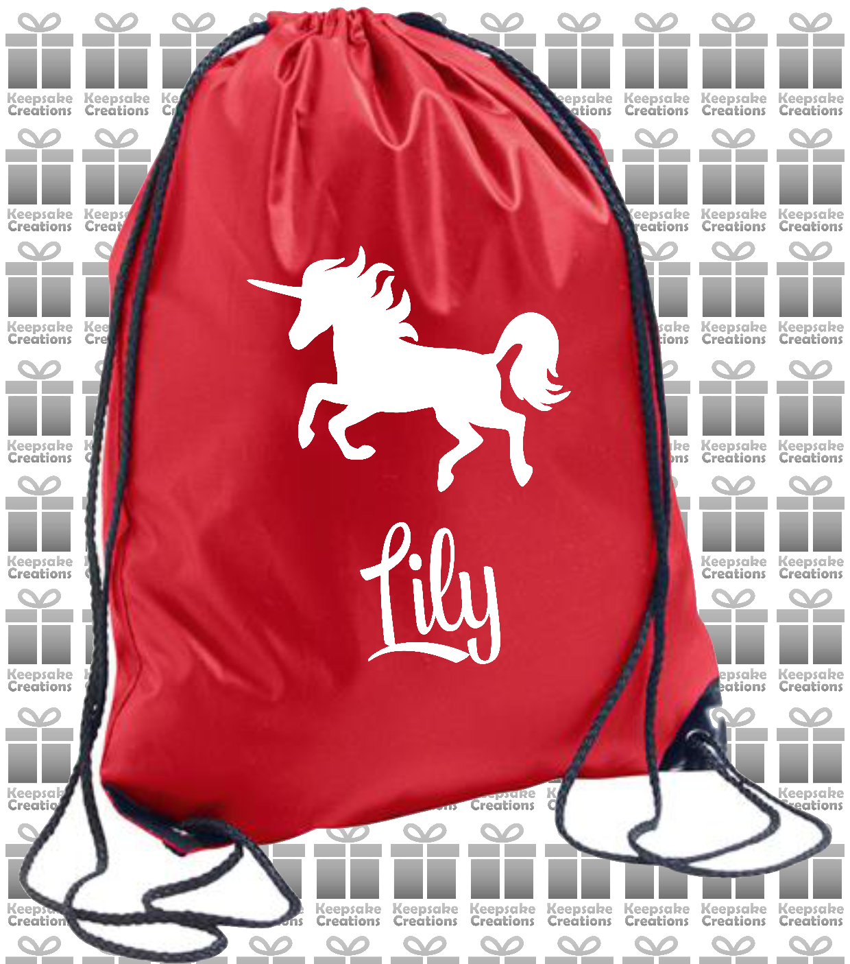 Personalised Unicorn Design Drawstring Gym Bag