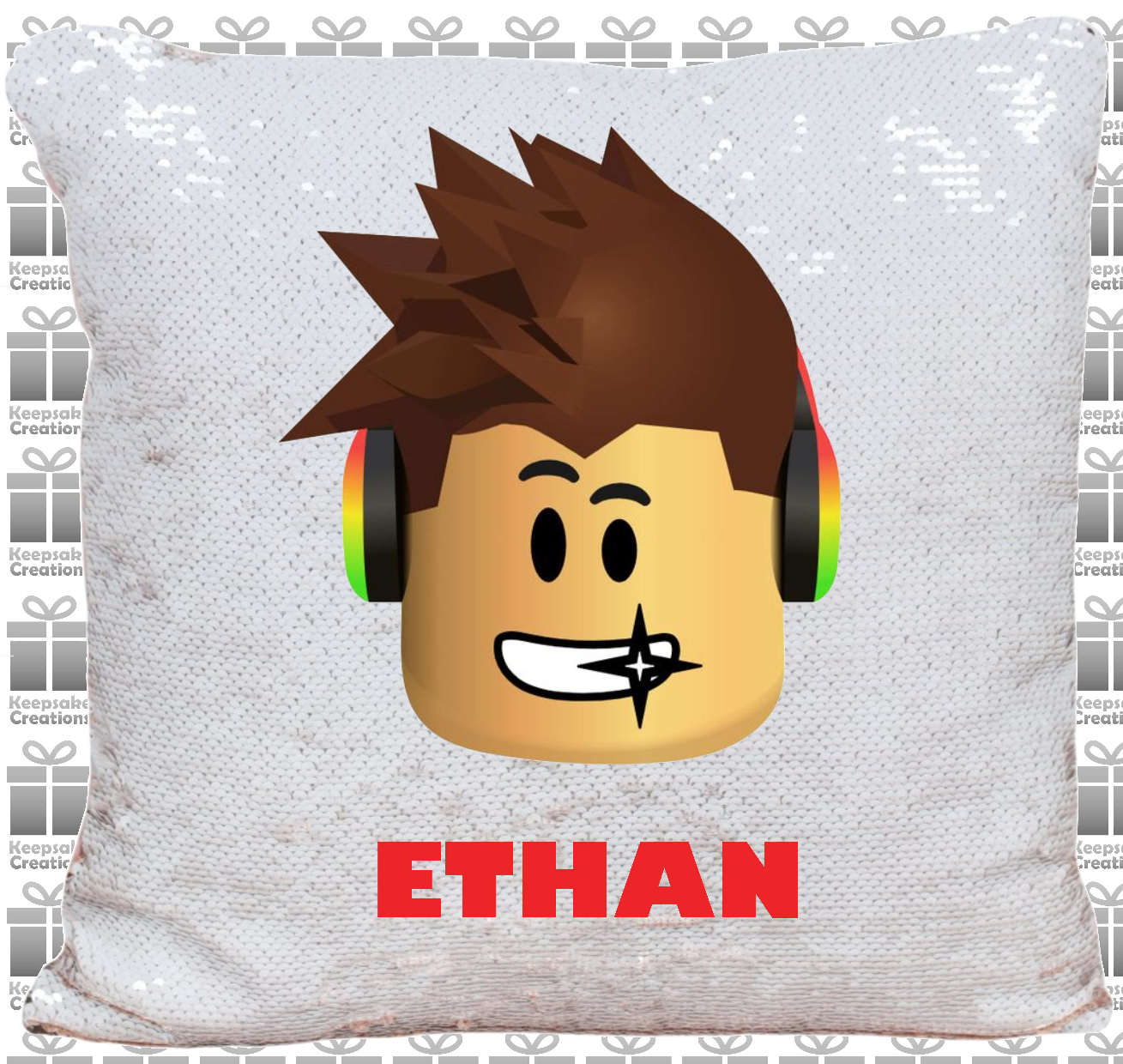 Personalised Roblox Boys Avatar Sequin Cushion