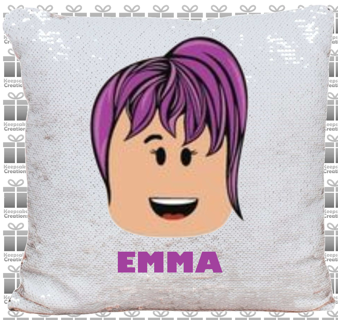 Personalised Roblox Girls Avatar Sequin Cushion
