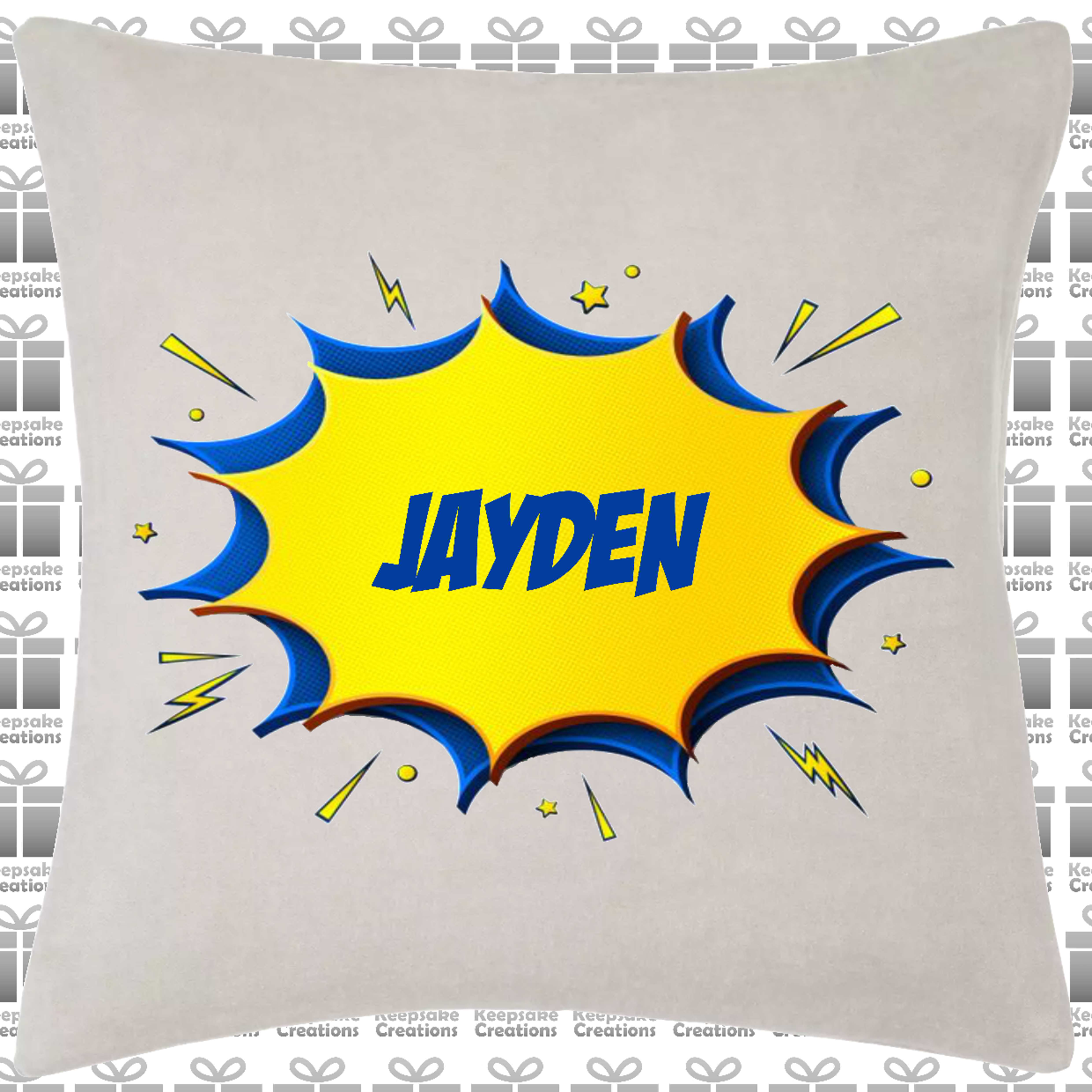 Personalised Comic Clipart Boys Cushion