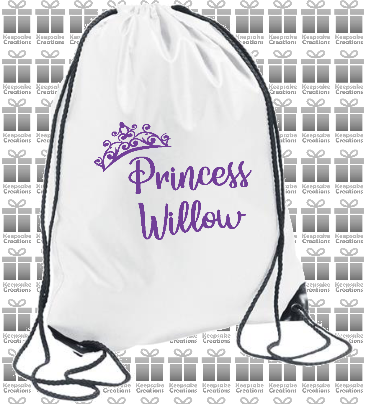 Personalised Princess Crown Design Drawstring Gym Bag