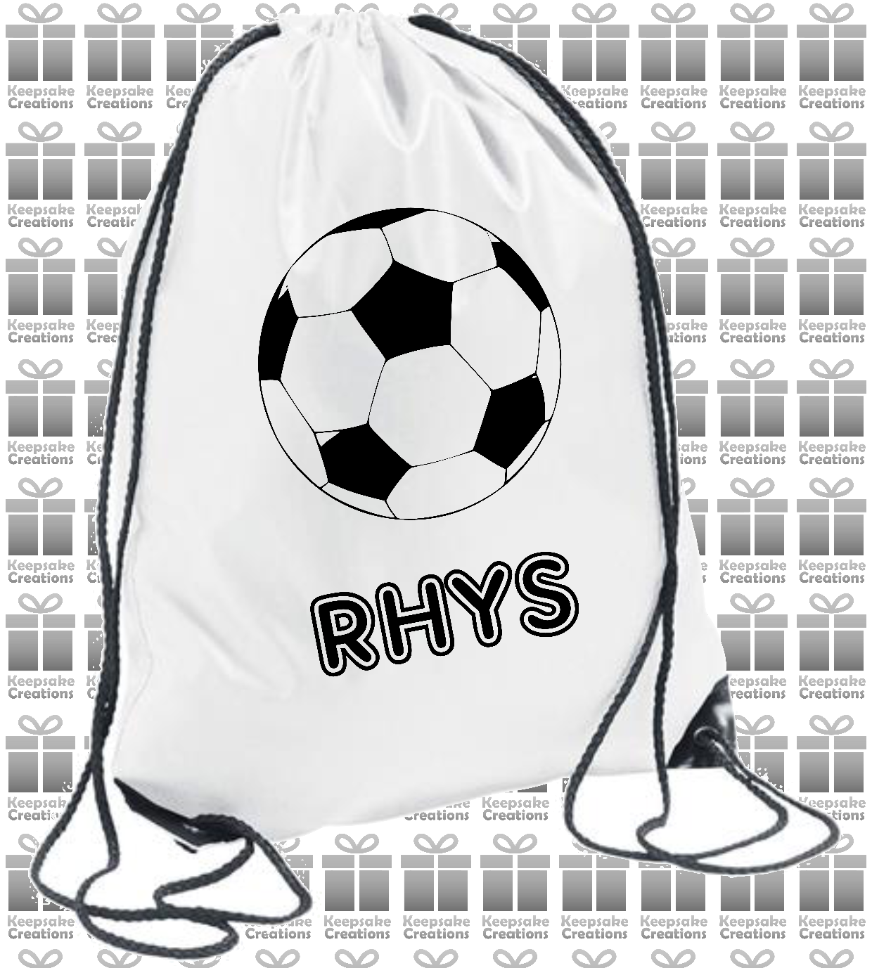 Personalised Football Design Drawstring Gym Bag