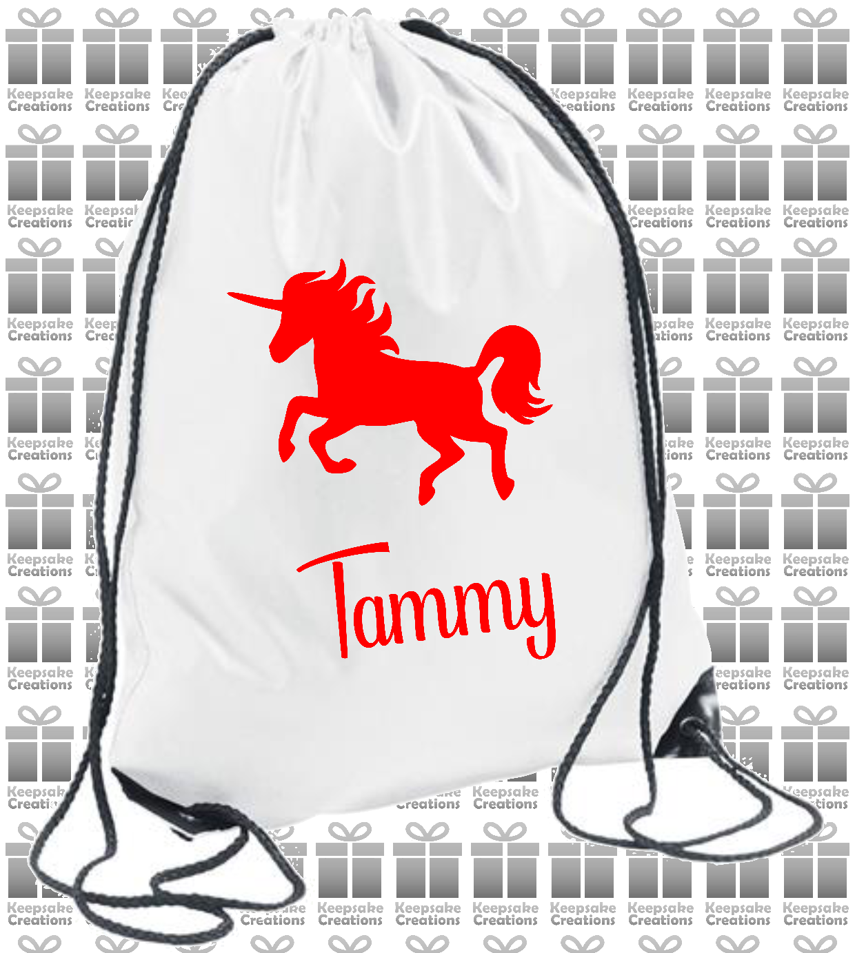 Personalised Unicorn Design Drawstring Gym Bag