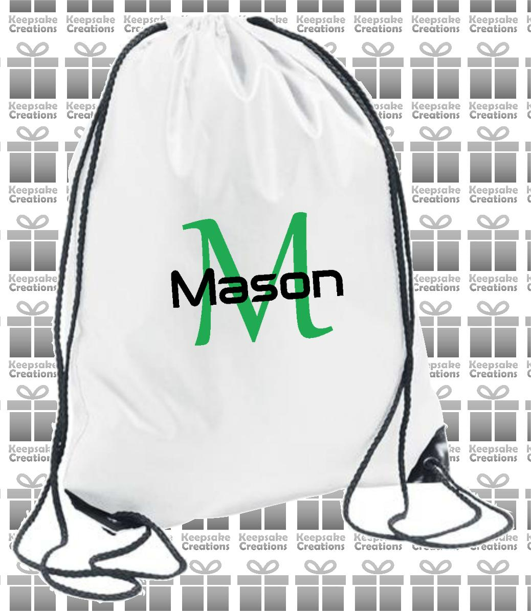 Personalised Monogram STANDARD Design Drawstring Gym Bag