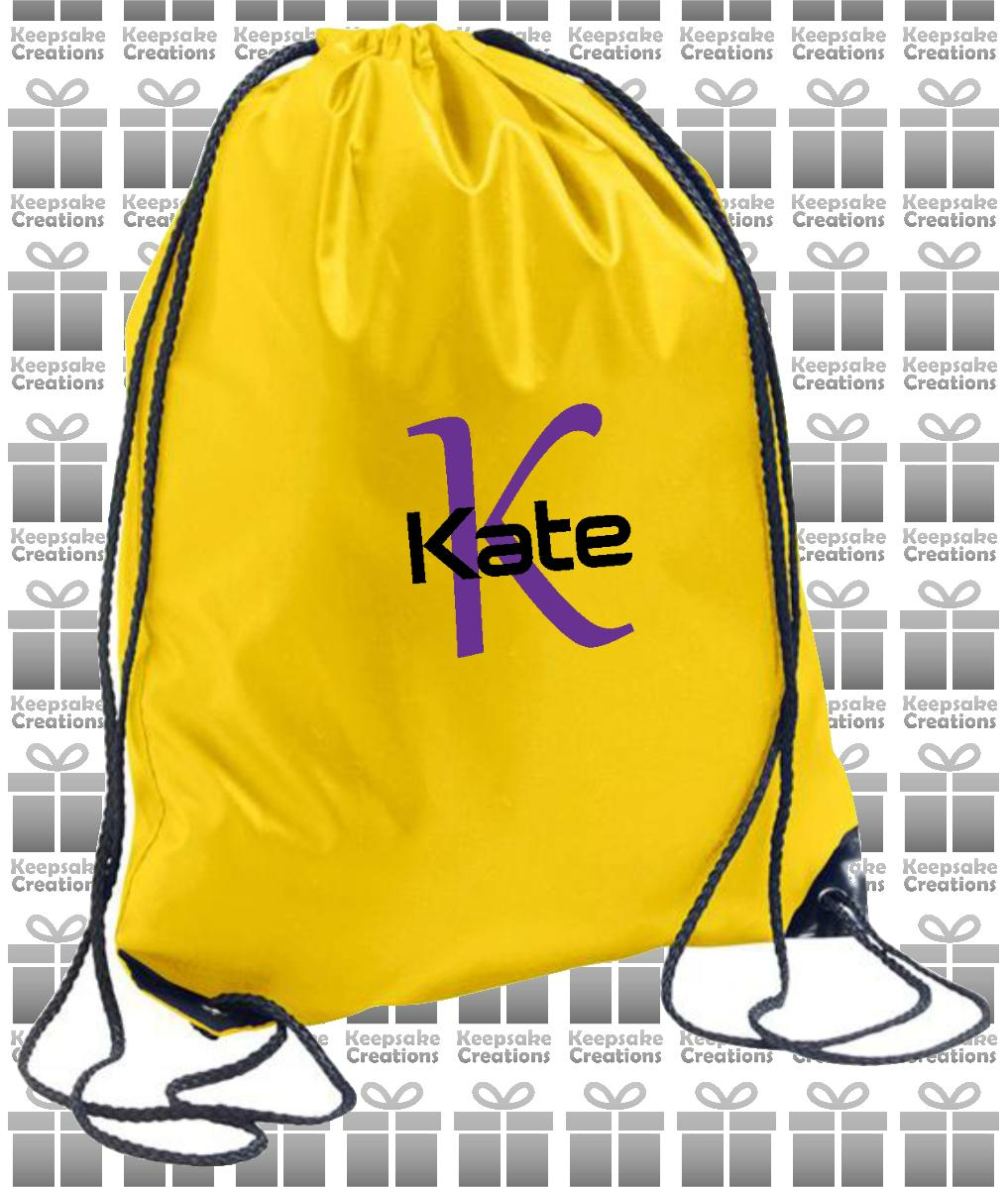 Personalised Monogram STANDARD Design Drawstring Gym Bag