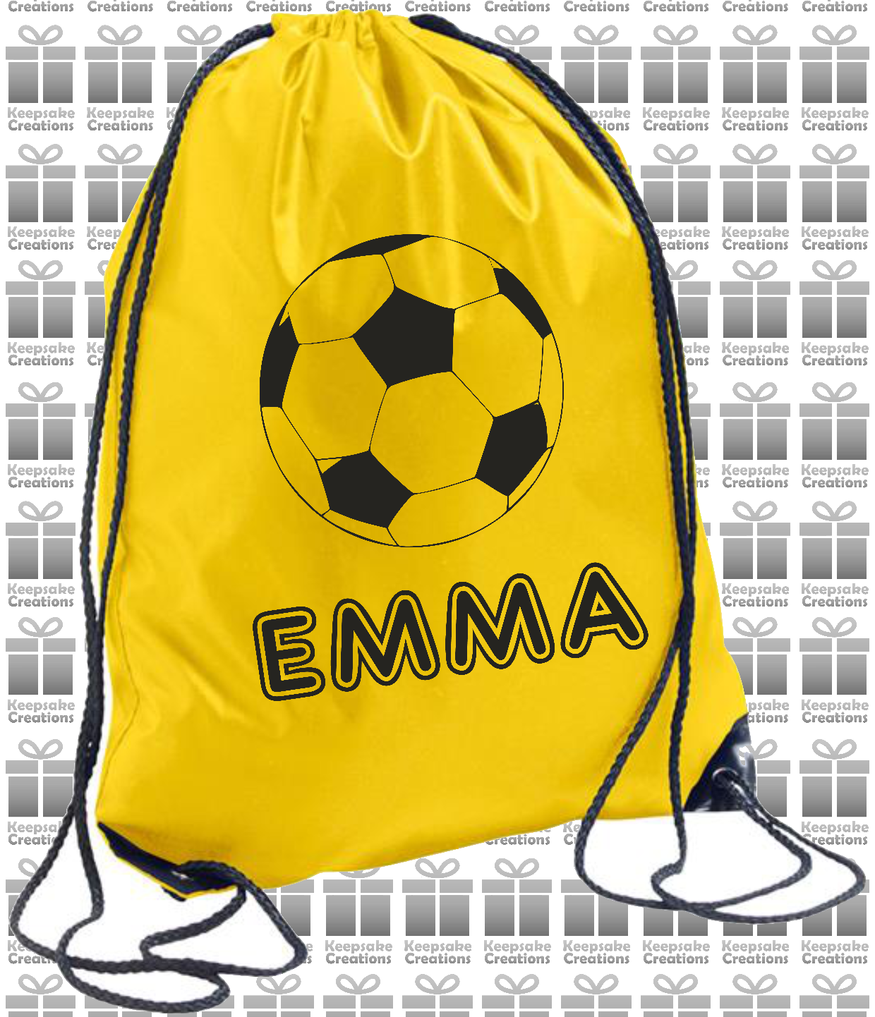 Personalised Football Design Drawstring Gym Bag