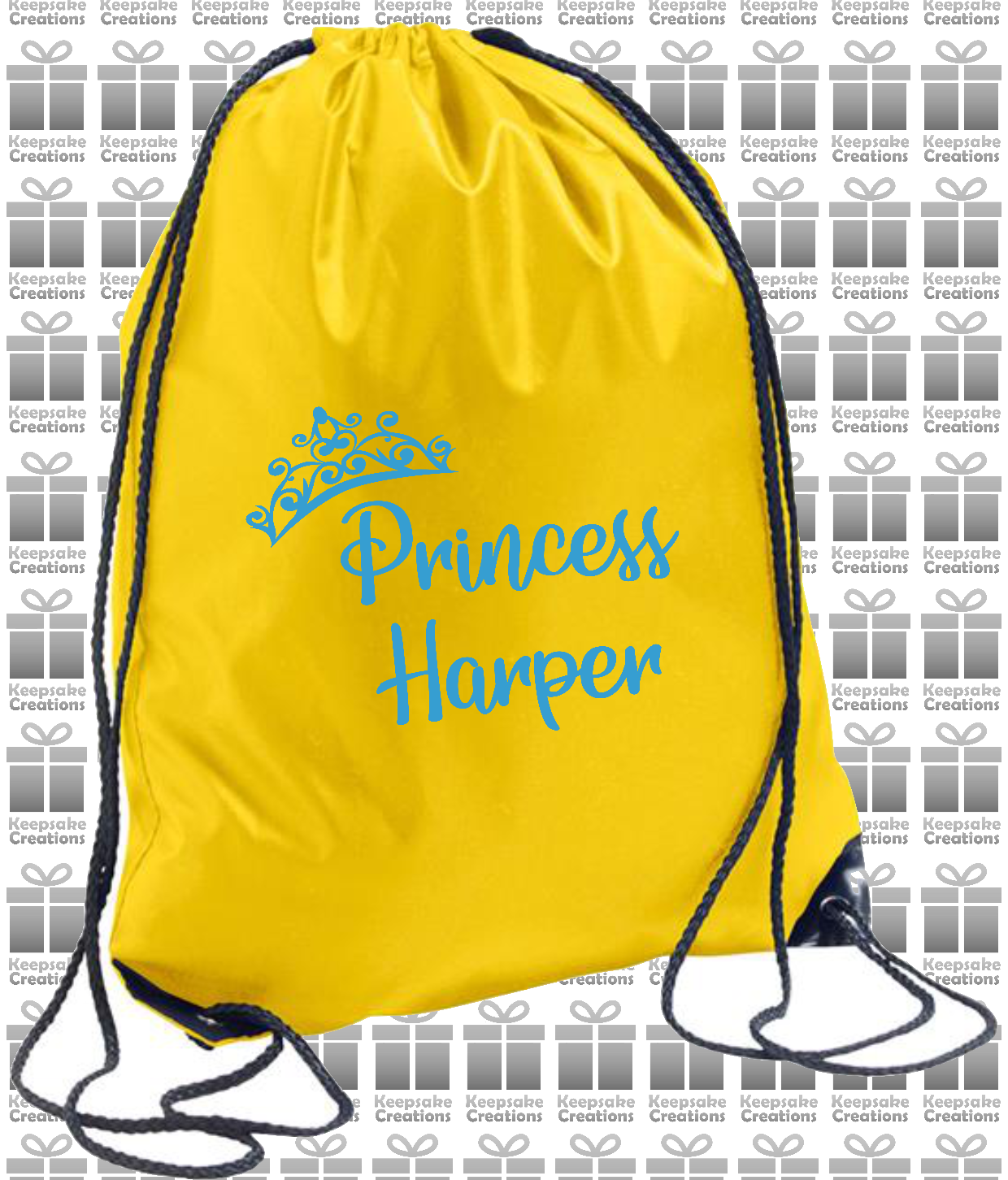 Personalised Princess Crown Design Drawstring Gym Bag
