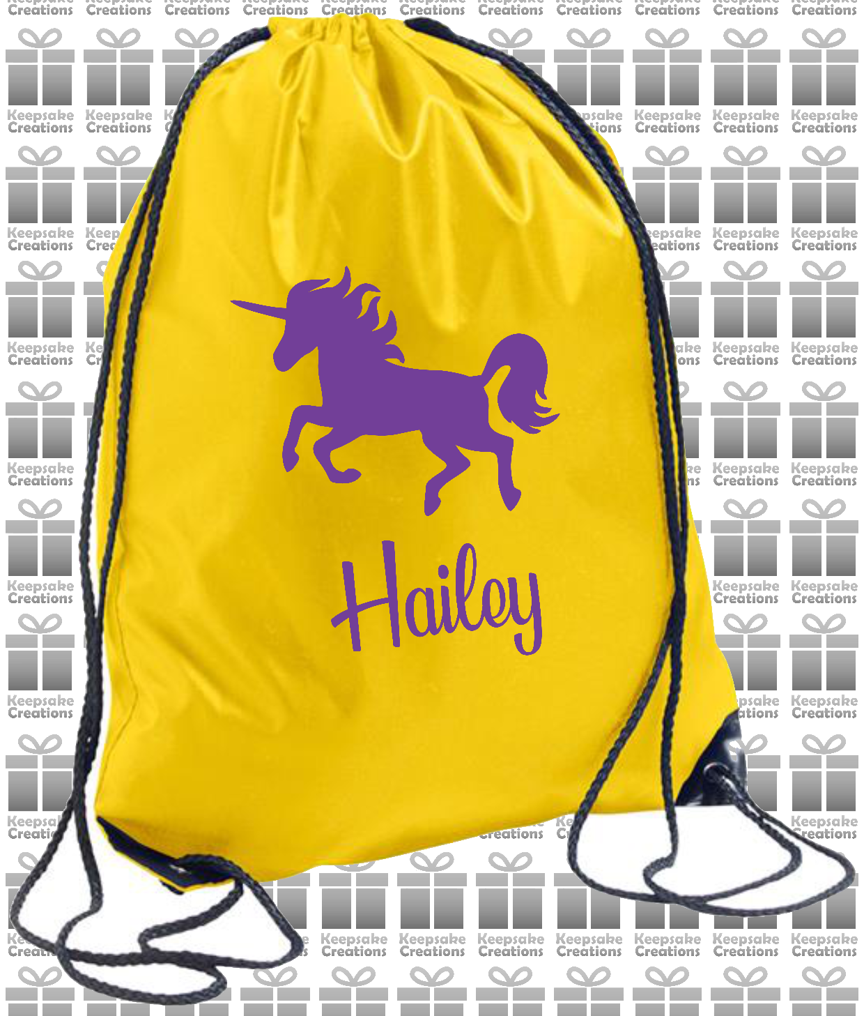 Personalised Unicorn Design Drawstring Gym Bag