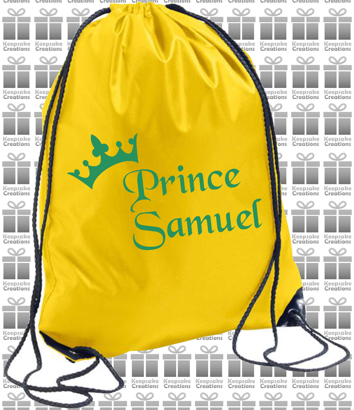 Personalised Prince Crown Design Drawstring Gym Bag