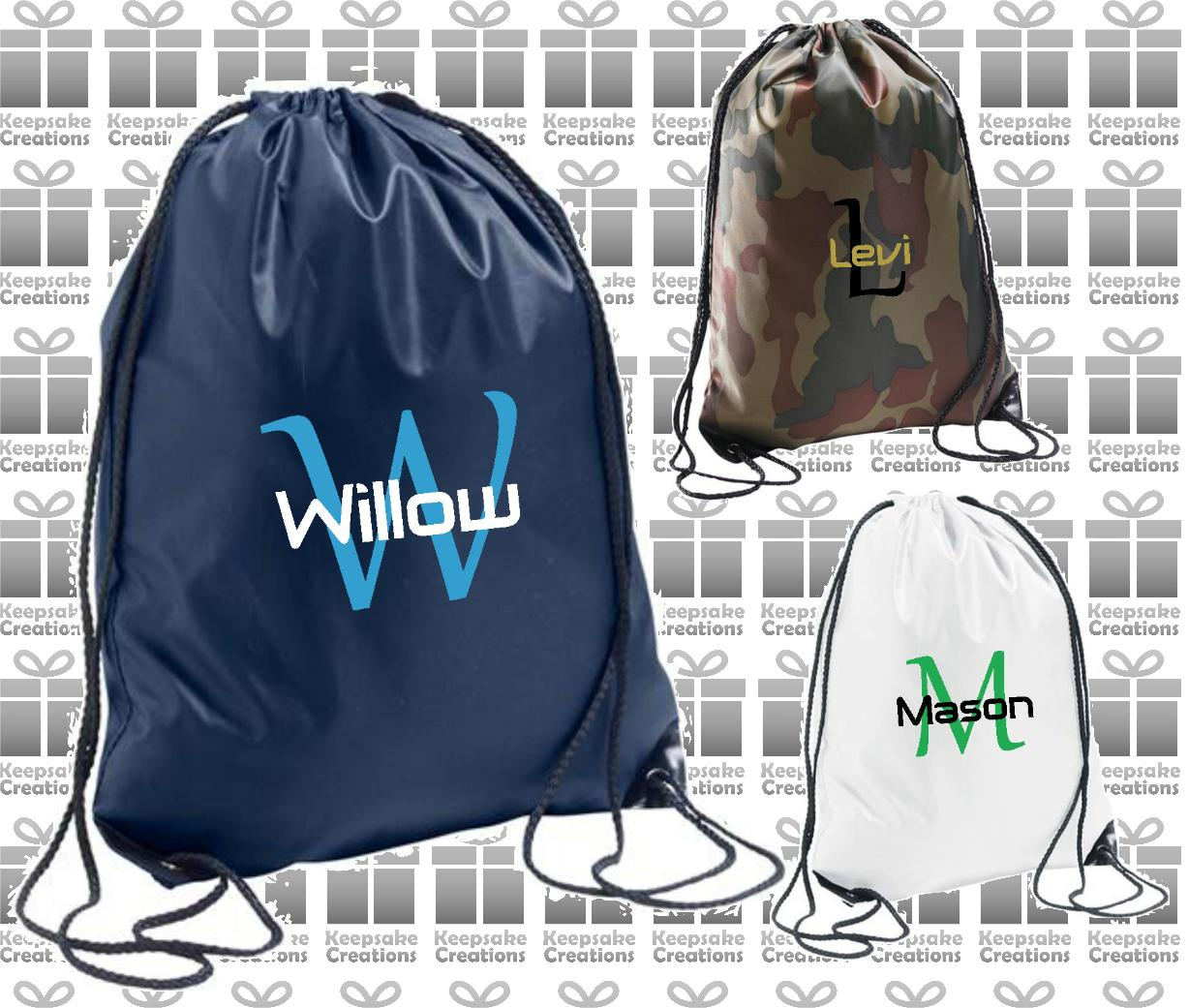 Personalised Monogram STANDARD Design Drawstring Gym Bag
