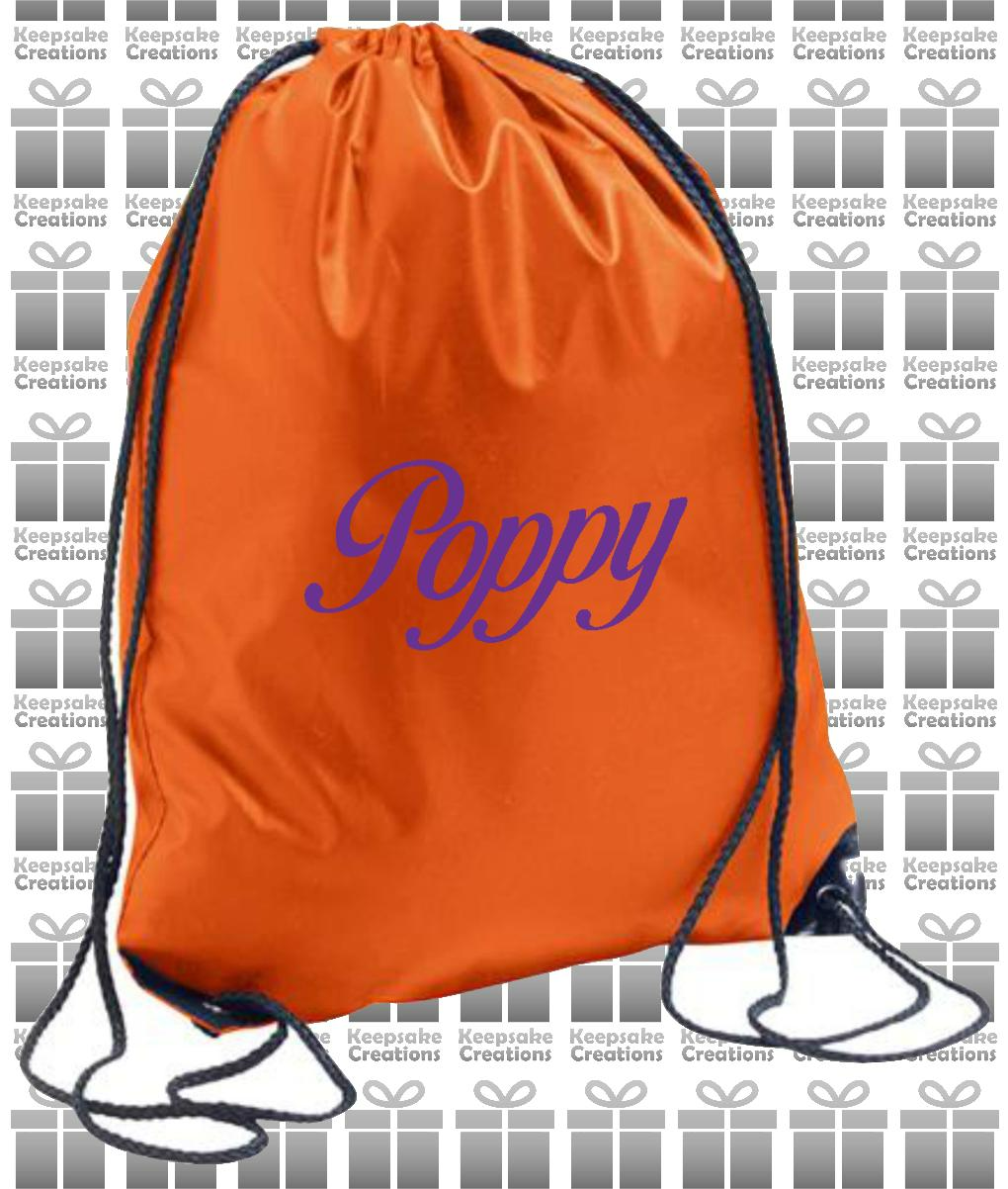 Personalised CURLY Design Drawstring Gym Bag