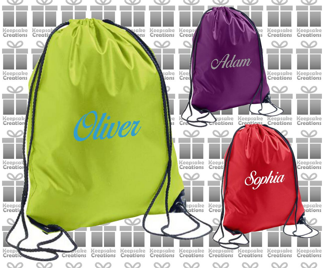 Personalised CURLY Design Drawstring Gym Bag