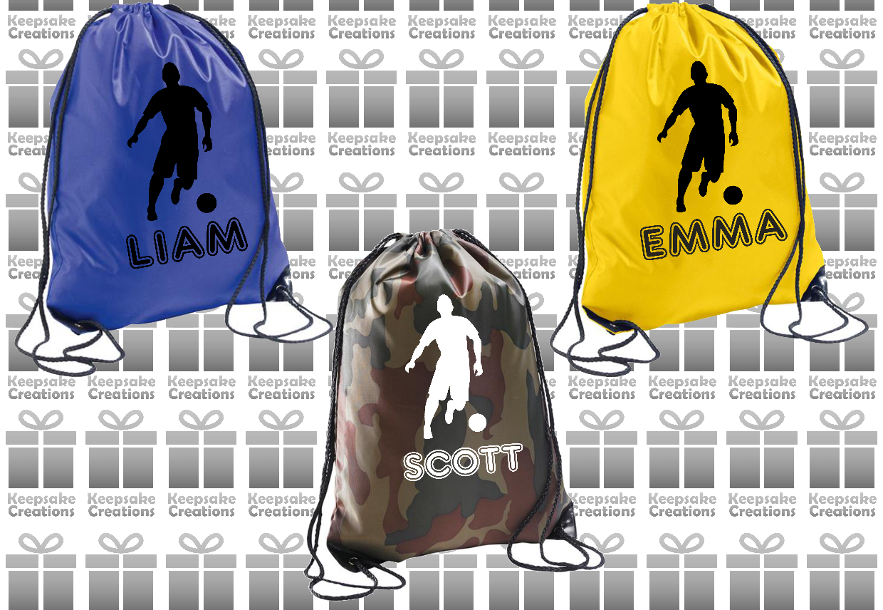 Personalised Football Player Design Drawstring Gym Bag