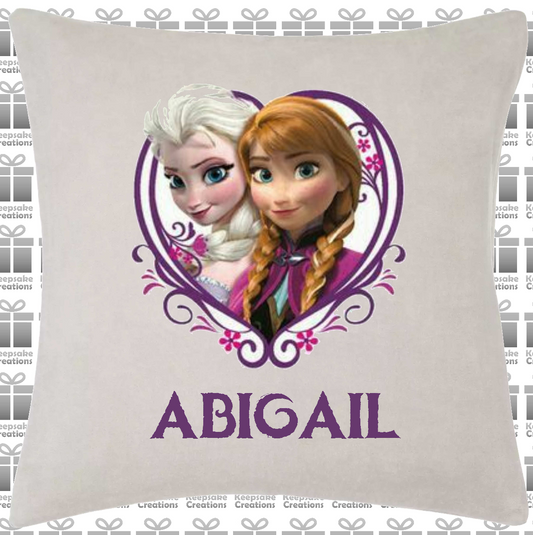 Personalised Frozen Anna and Elsa Cushion