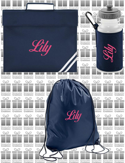 Personalised CURLY Design School Accessories Bundle #3