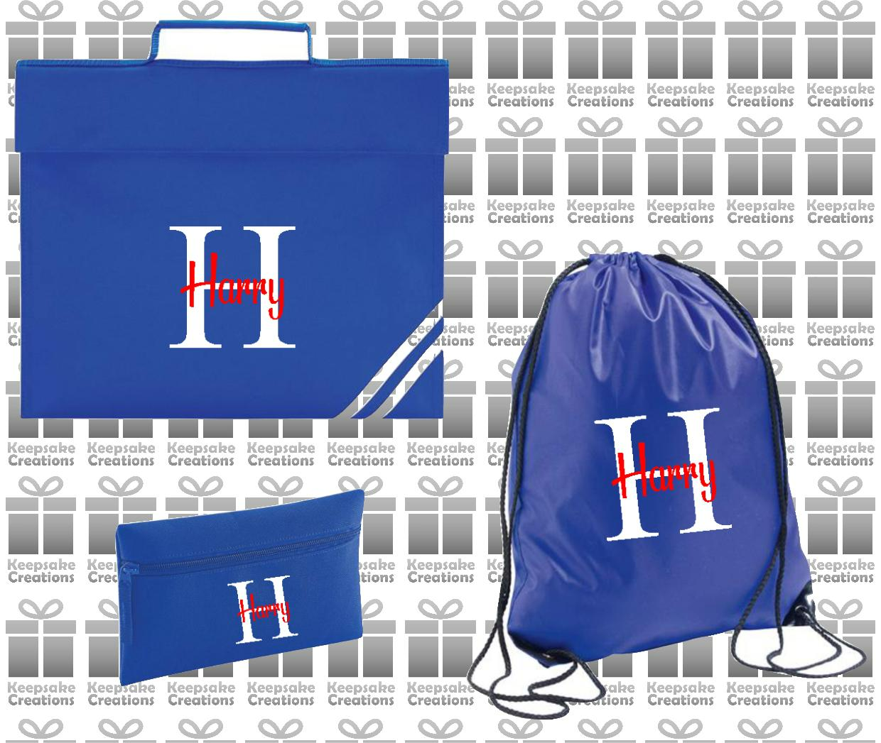 Personalised Monogram CURLY Design School Accessories Bundle #5