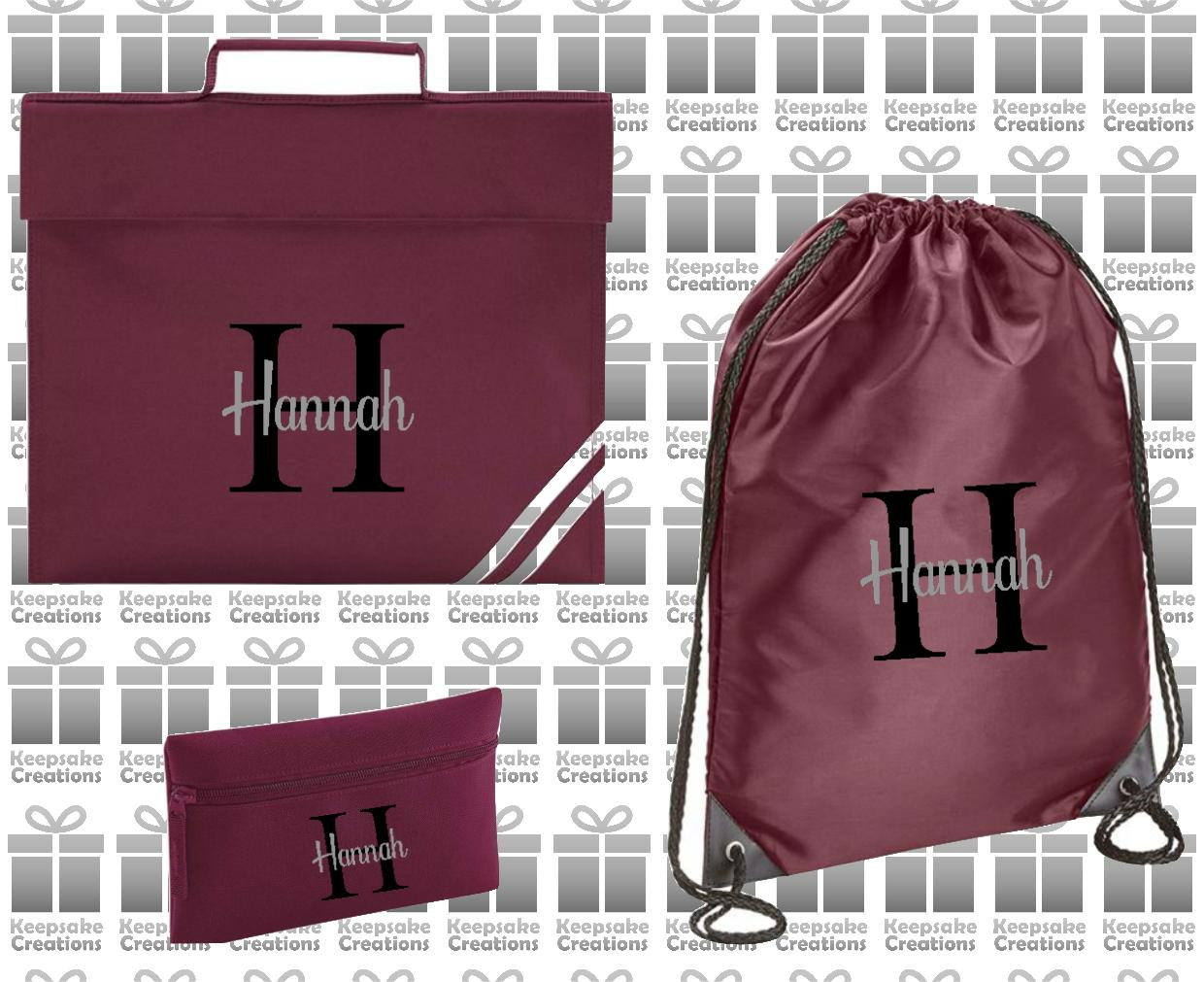 Personalised Monogram CURLY Design School Accessories Bundle #5