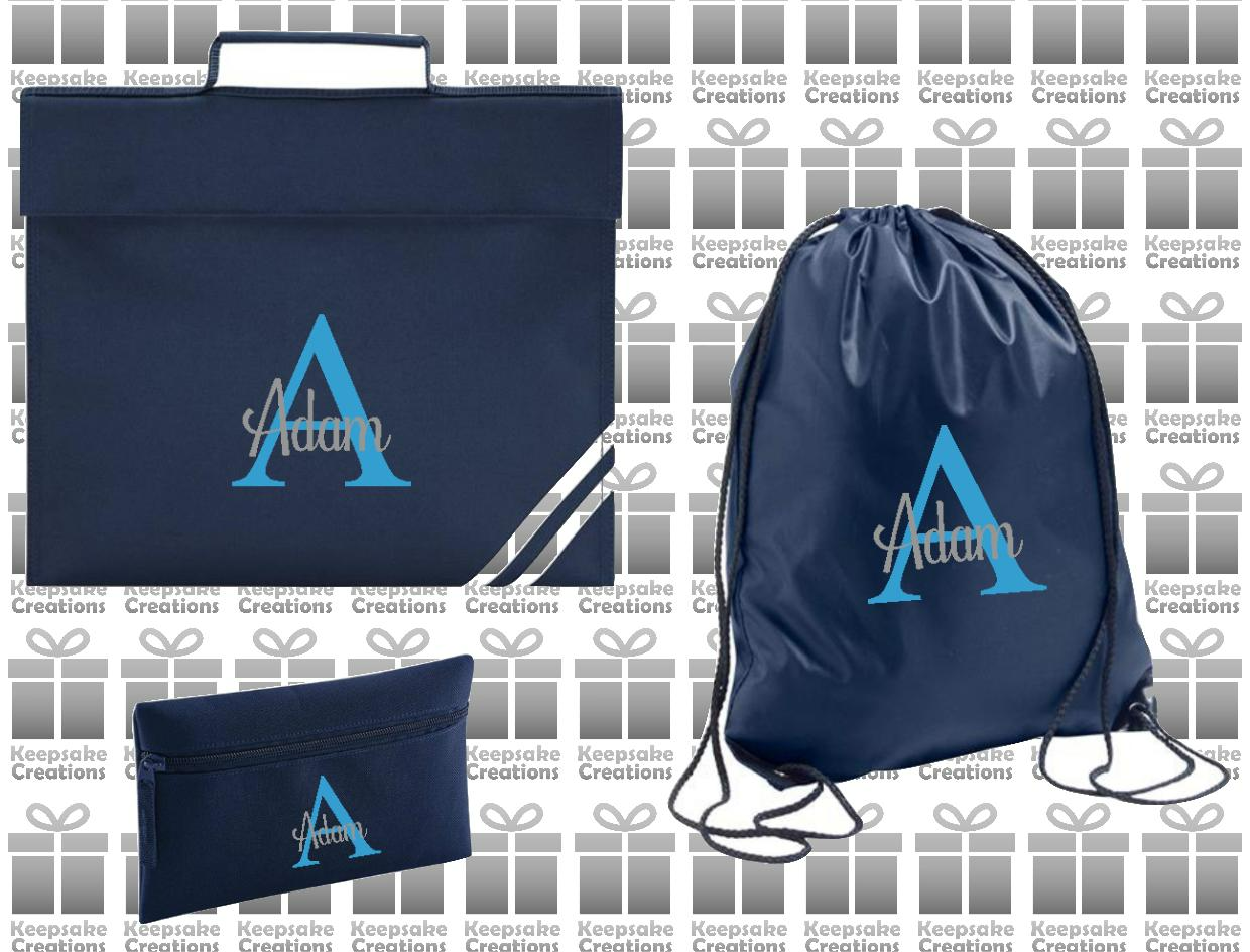 Personalised Monogram CURLY Design School Accessories Bundle #5