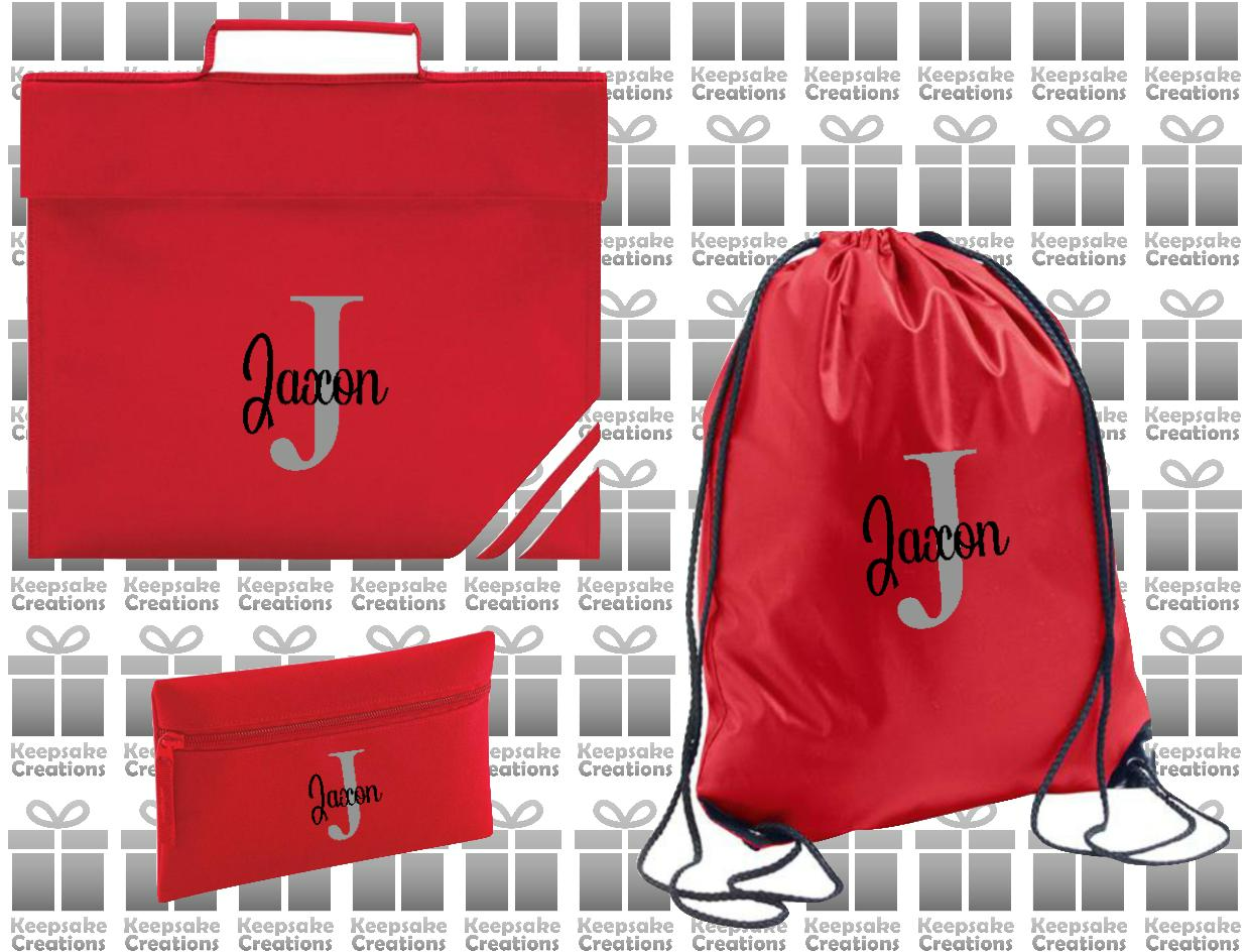 Personalised Monogram CURLY Design School Accessories Bundle #5