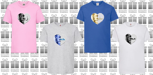 Personalised Kids Arabic Flip Sequin Heart T-shirt #BGPY