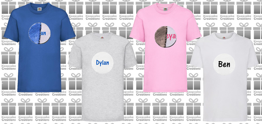 Personalised Kids Flip Sequin Circle T-shirt #BGPW