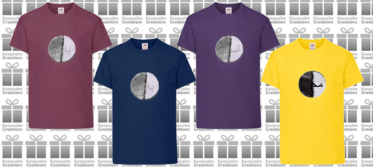 Personalised Kids Arabic Flip Sequin Circle T-shirt #BNPY