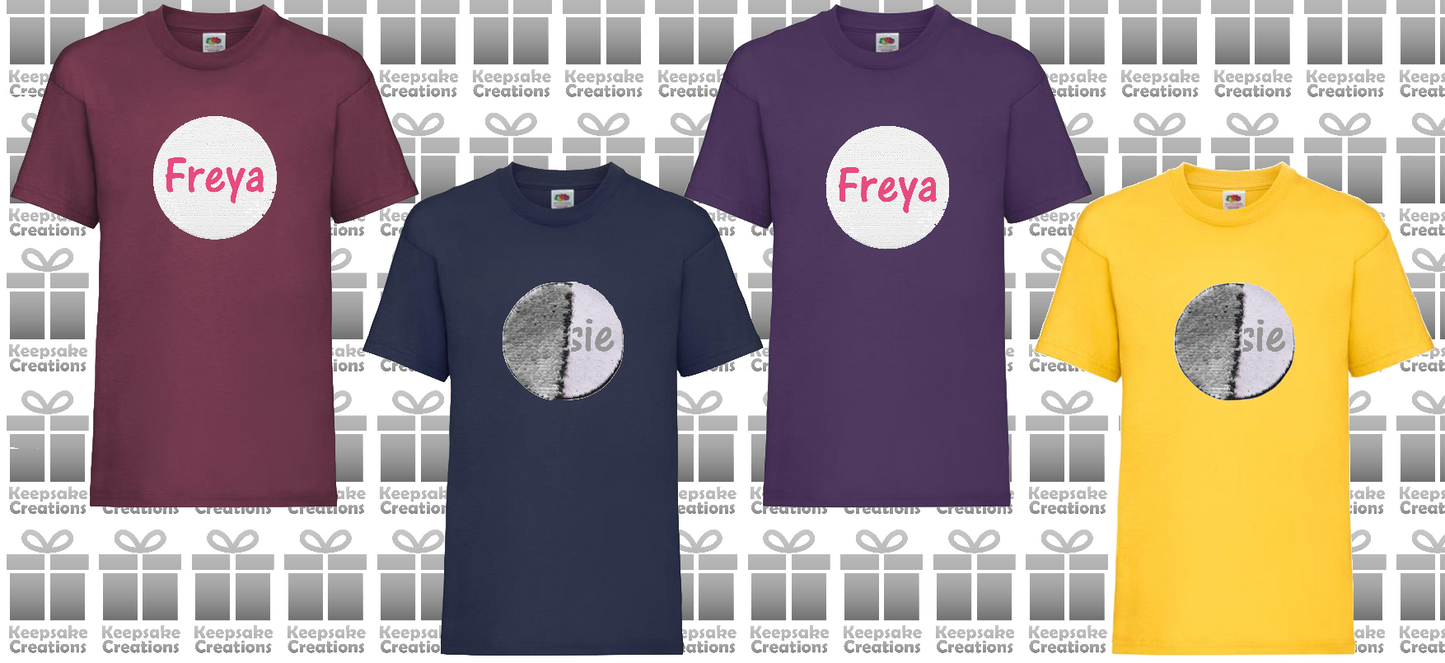 Personalised Kids Flip Sequin Circle T-shirt #BNPY