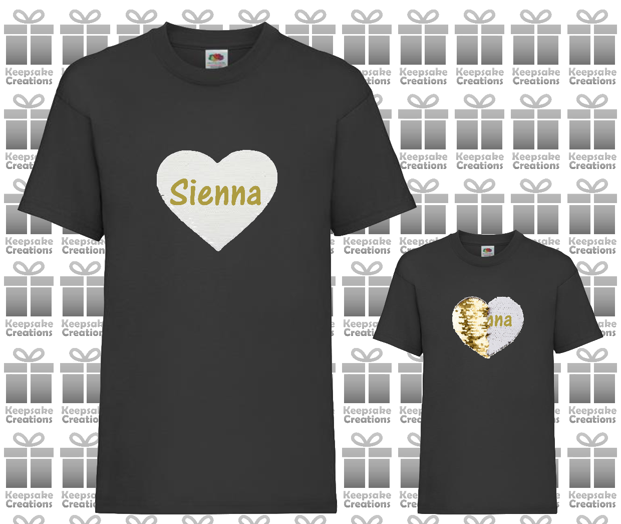 Personalised Kids Flip Sequin Heart T-shirt #BGOR