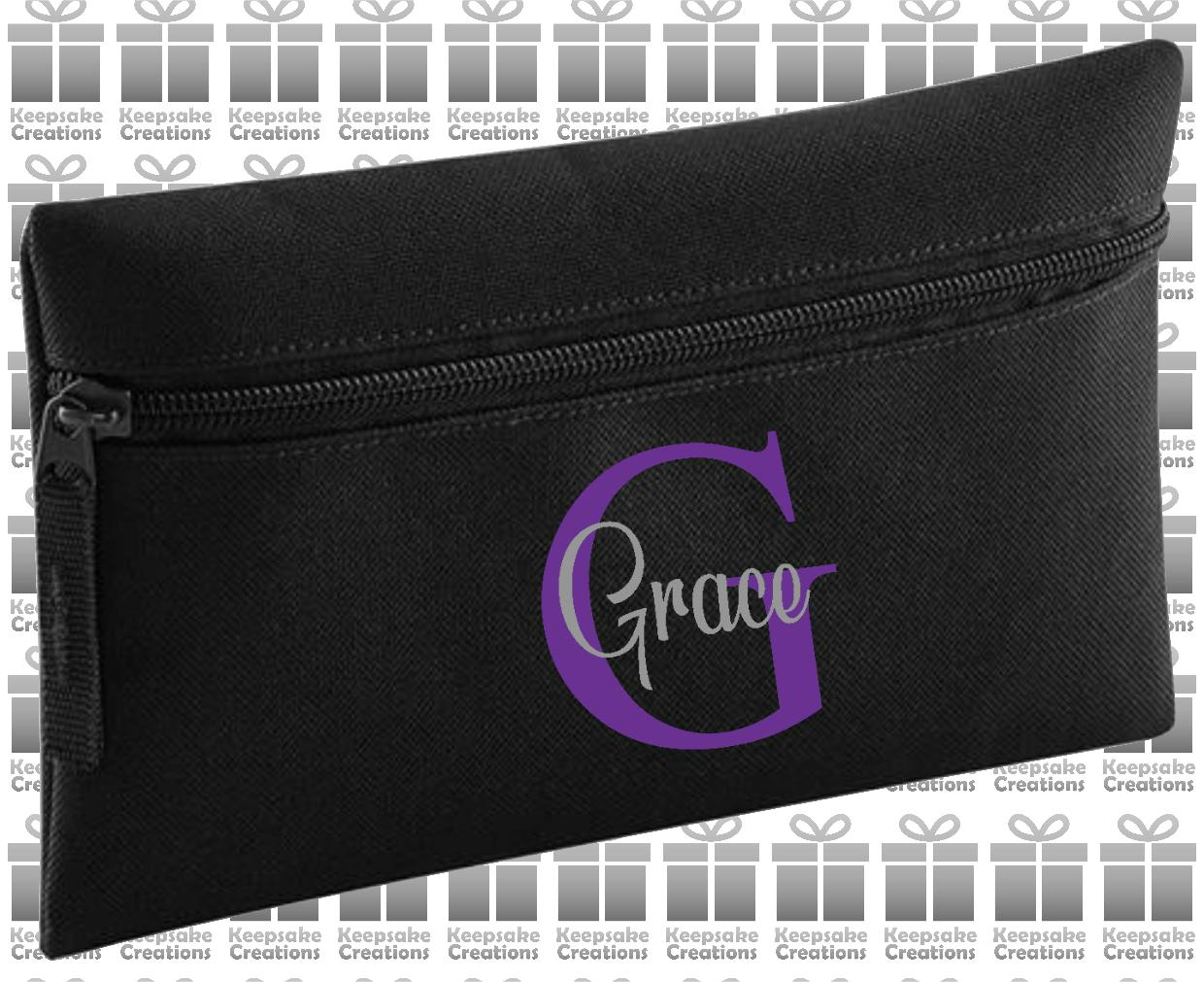 Personalised Monogram CURLY Design Pencil Case