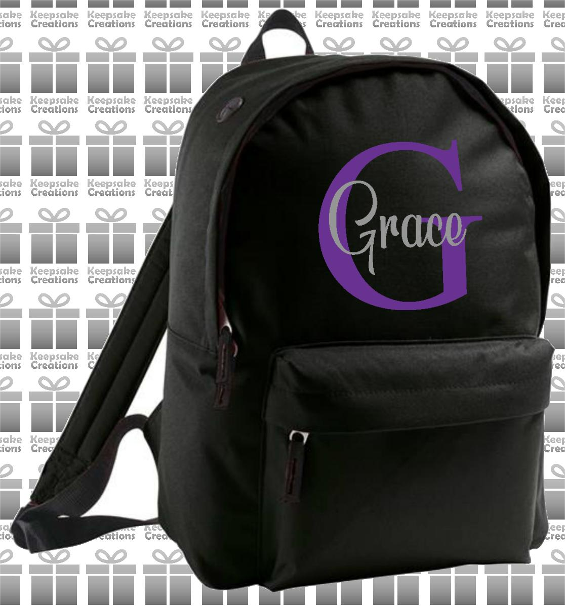 Personalised Monogram CURLY Design Backpack