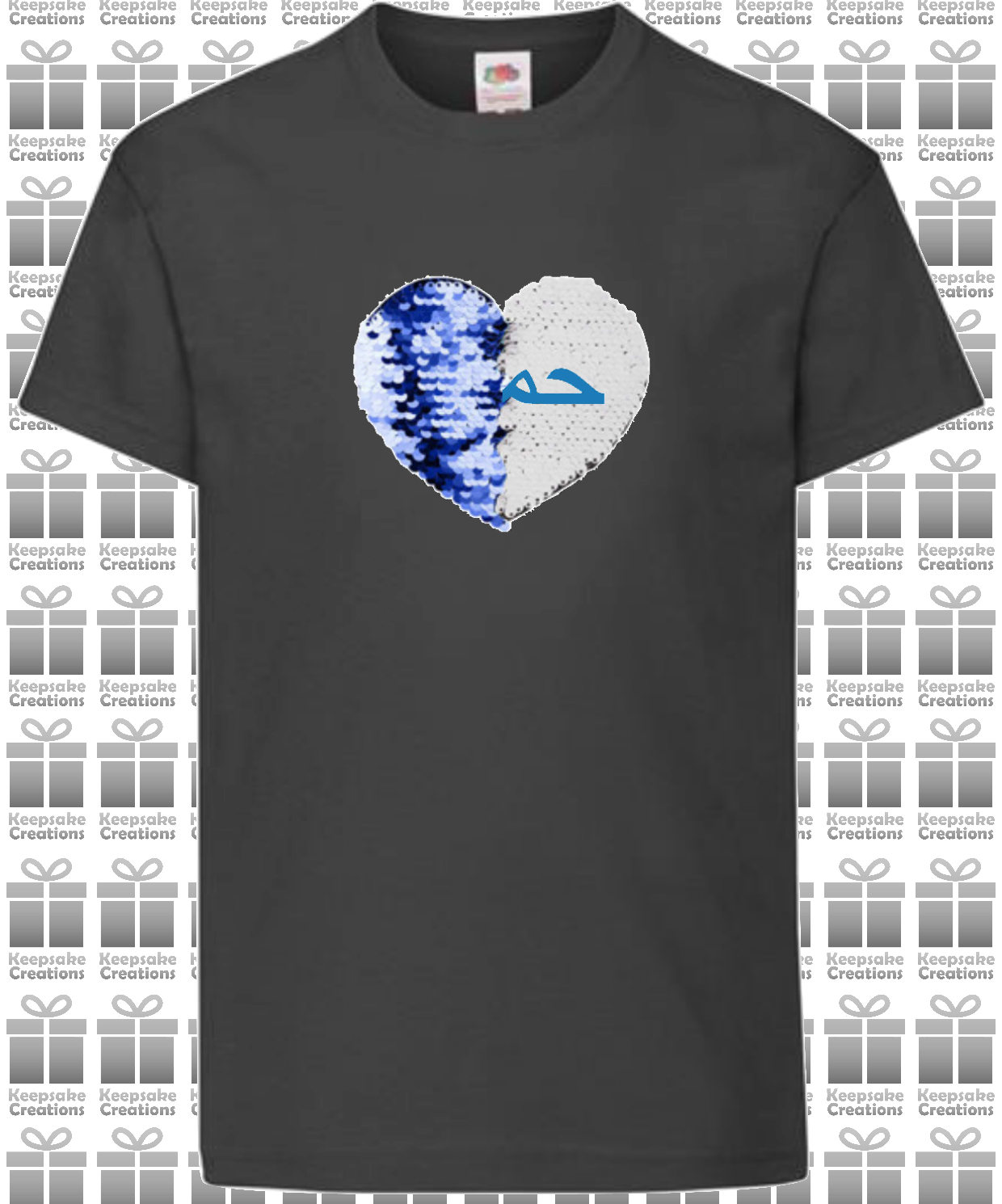 Personalised Kids Arabic Flip Sequin Heart T-shirt #BGOR