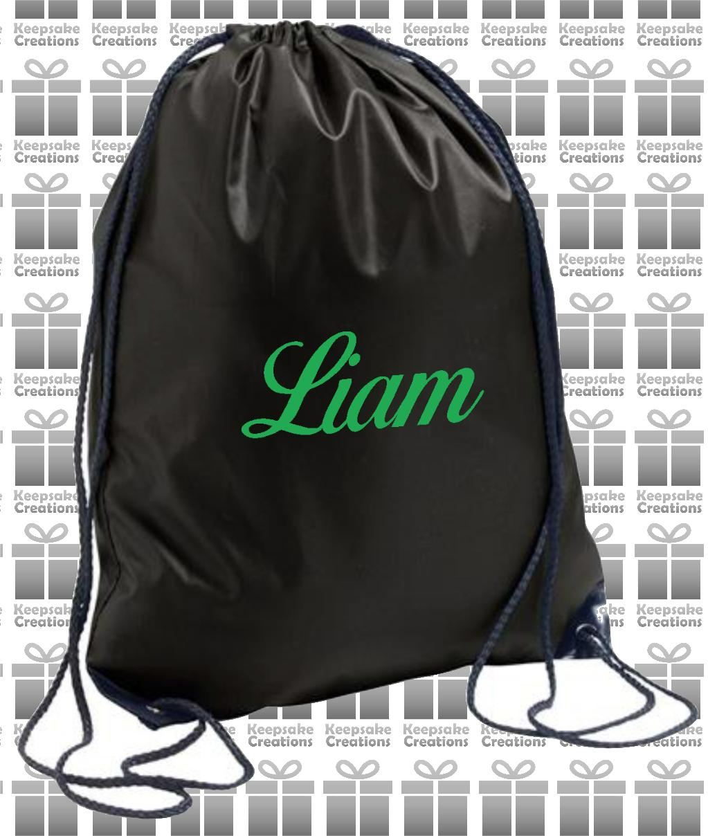 Personalised CURLY Design Drawstring Gym Bag