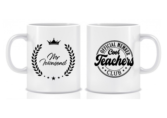 Cool Teachers Club Mug, Black Crown Design, Thank You Teacher Gift