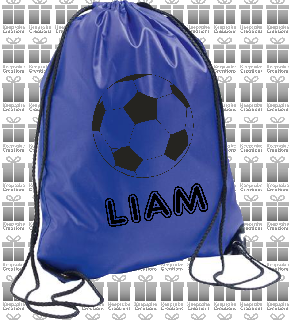 Personalised Football Design Drawstring Gym Bag