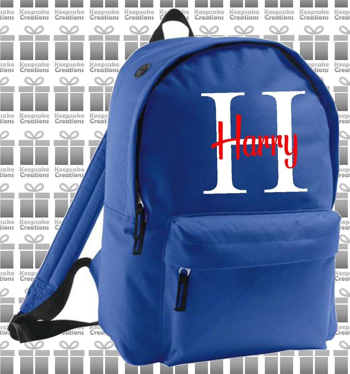Personalised Monogram CURLY Design Backpack