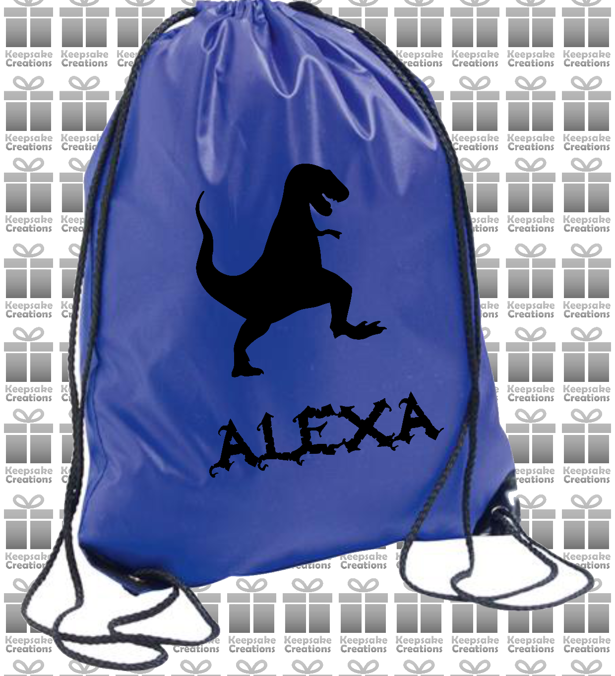 Personalised Dinosaur Design Drawstring Gym Bag