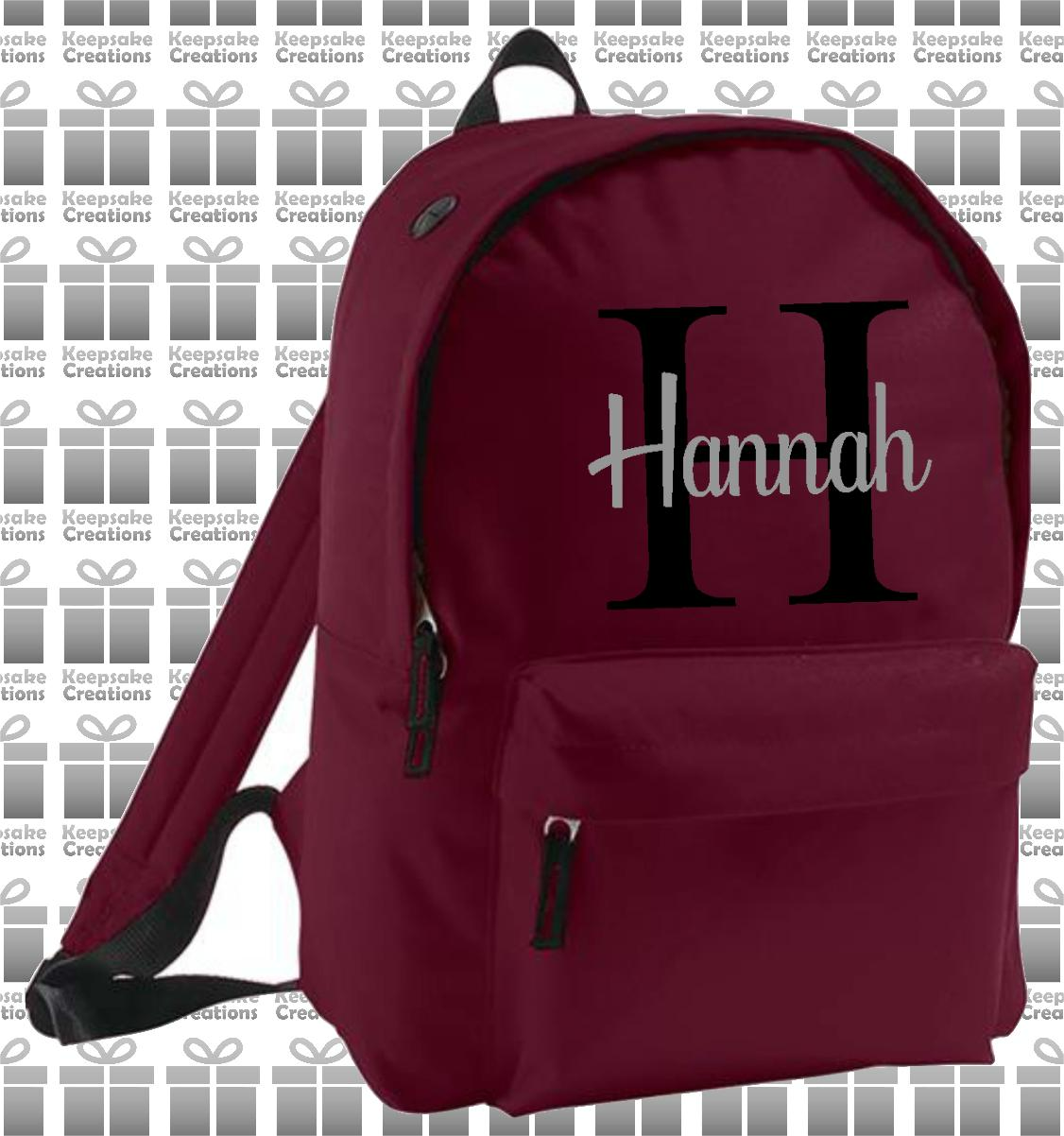 Personalised Monogram CURLY Design Backpack