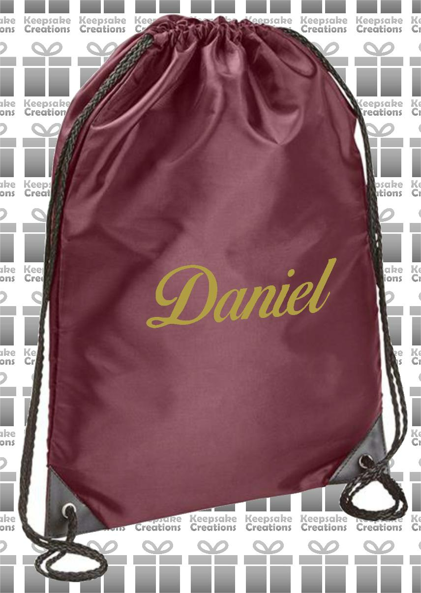 Personalised CURLY Design Drawstring Gym Bag