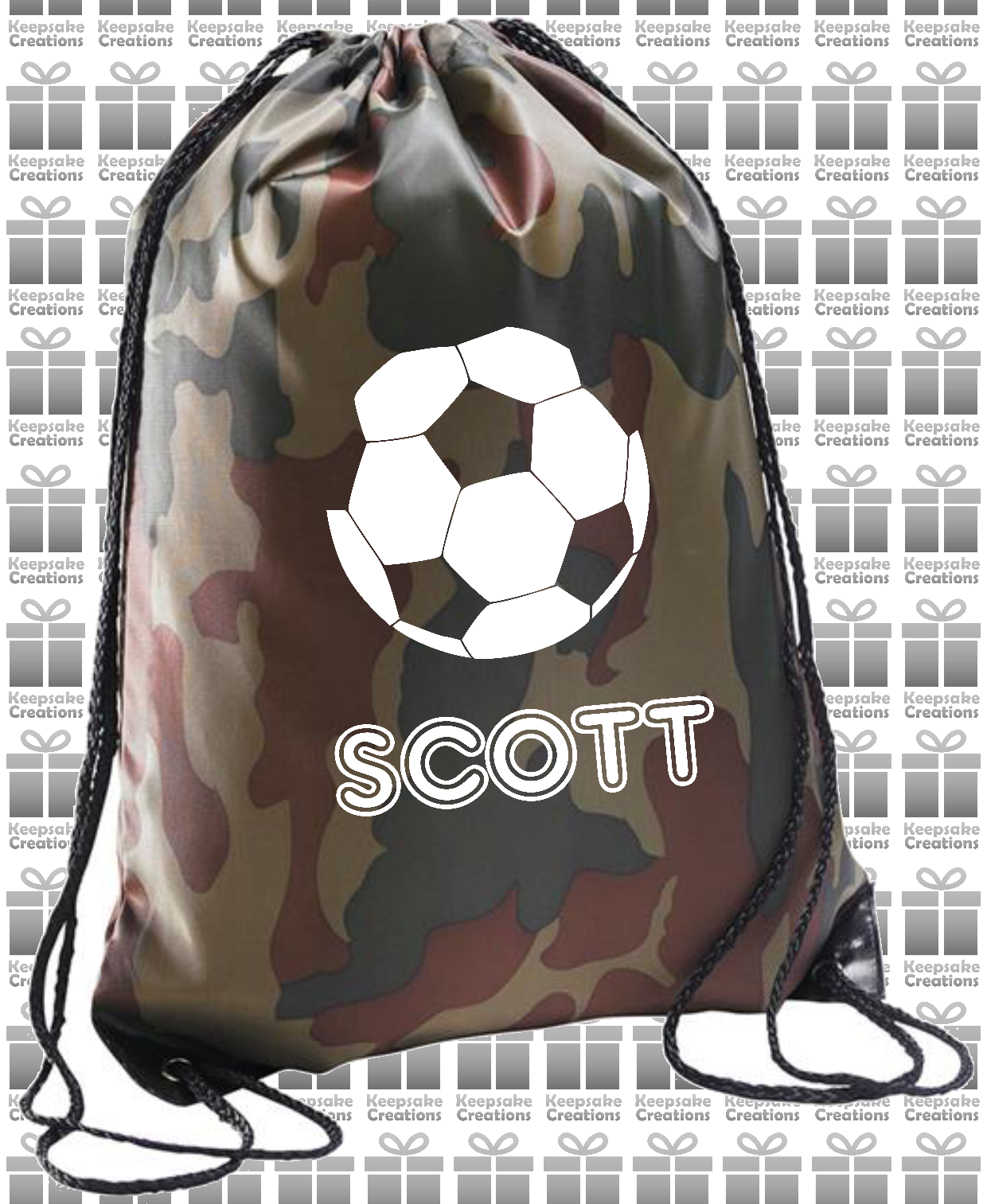 Personalised Football Design Drawstring Gym Bag